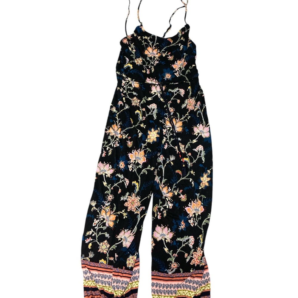 Anthropologie Womens Floral Spaghetti Strap Jumpsuit Small